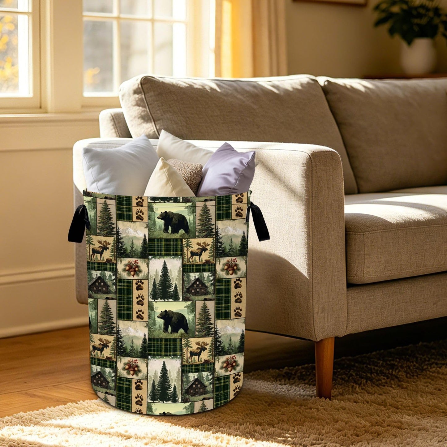 Animals Laundry Basket Foldable Oxford Laundry Hamper With Handle For Room Bathroom Bedroom