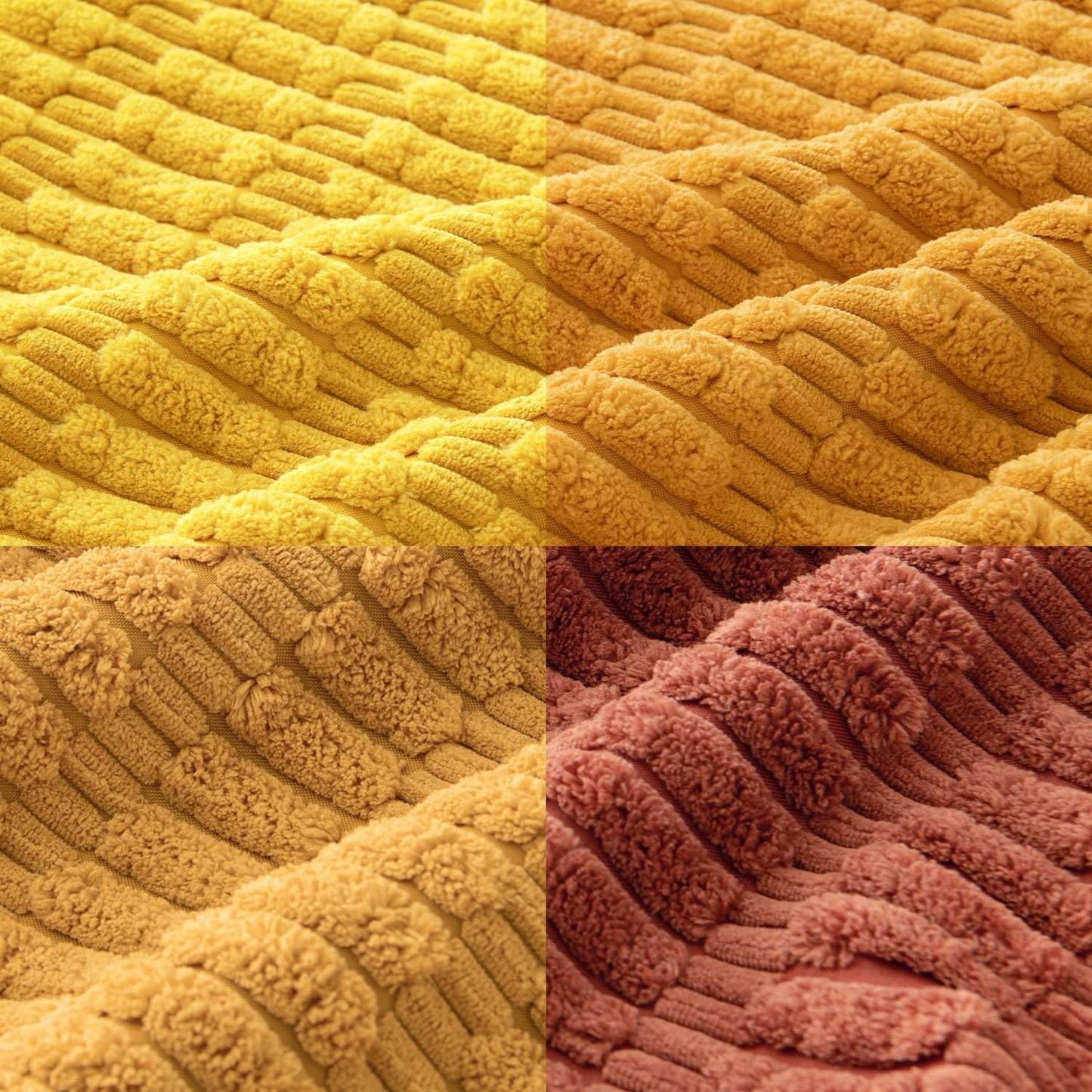 MIULEE Pack of 4 Fall Boho Farmhouse Orange Yellow Corduroy Decorative Throw Pillow Covers 18x18 Inch Soft Striped Pillow Covers Modern Rustic Home Decor for Sofa Living Room Couch Bed