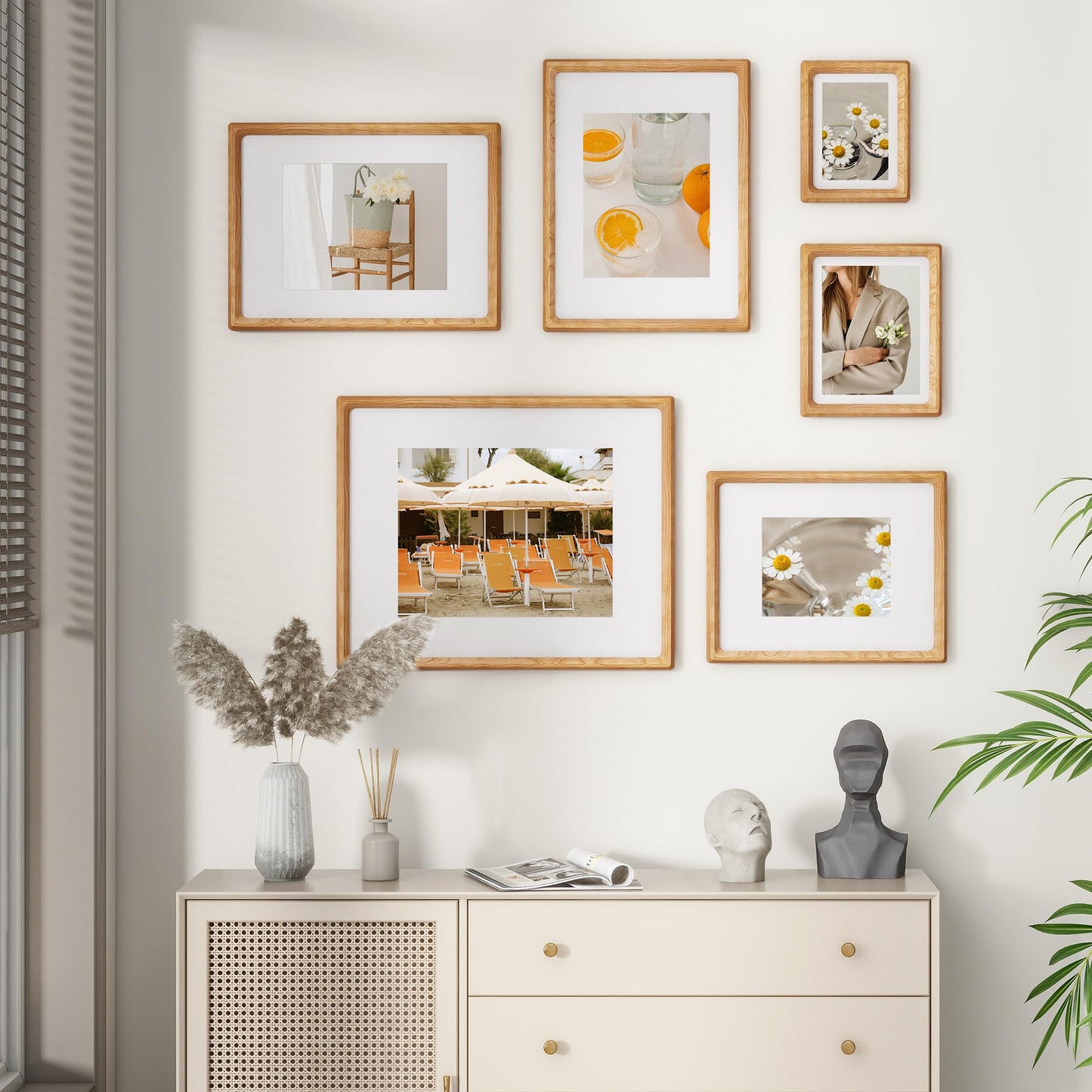 4x6 Picture Frame, USA-Sourced Cherry Wood Frame Matted to 3.5x5 Photos