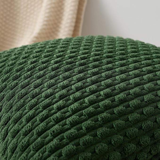 Kevin Textile Christmas Velvet Corduroy Boho Throw Euro Pillow Sham Cushion Cover for Bed 2 Pcs 16 x 16 Inch (40 x 40 cm) Dark Green