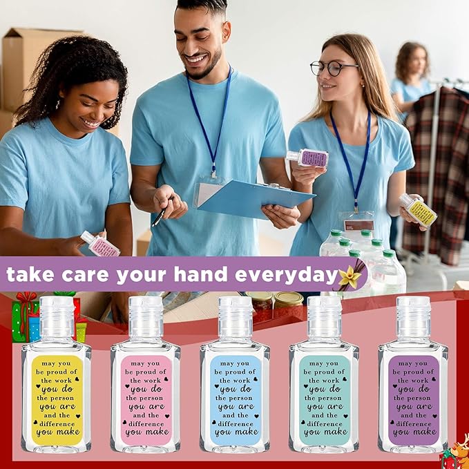 30 Pcs Thank You Gifts for Coworker Mini Hand Sanitize Gel Bulk Scent Hand Sanitizer Travel Size Inspirational Appreciation Gifts for Party Supplies Friends Teacher Employee
