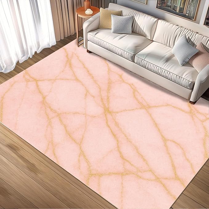 Abstract Marble Rug - 3x5 Rug, Modern Art Rugs, Luxury Marble Entryway Rugs, Washable & Non Slip Carpet Home Decor