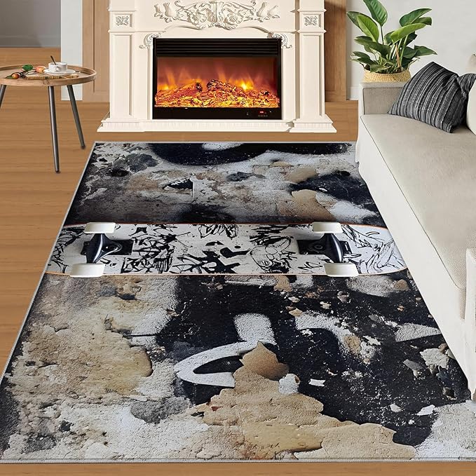 Dragons Rug for Living Room, Fantasy Animals 3x4 Area Rug Magical Creatures Rug for Bedroom Non-Slip Indoor Floor Carpet, Low Pile Resistant Carpet for Dining Room, Office, Home Decor