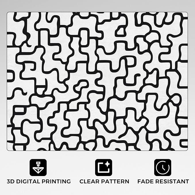 Abstract Geometric Rugs for Home Decor, 3x4 ft, Black and White Labyrinth Area Rugs for Living Room, Soft Non Slip Washable Modern Abstract Line Carpet Bedroom Decorations Dt-Ghf-31
