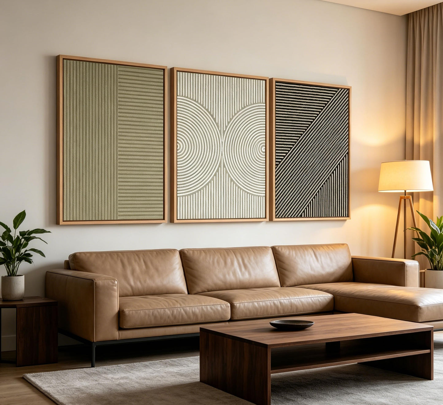 Framed-Large 3D Texture Wall Art Set of 3,Neutral Line Canvas Prints,UV Printing Minimalist Abstract Geometric Pictures for Living Room Bedroom Wall Decor 16x24in