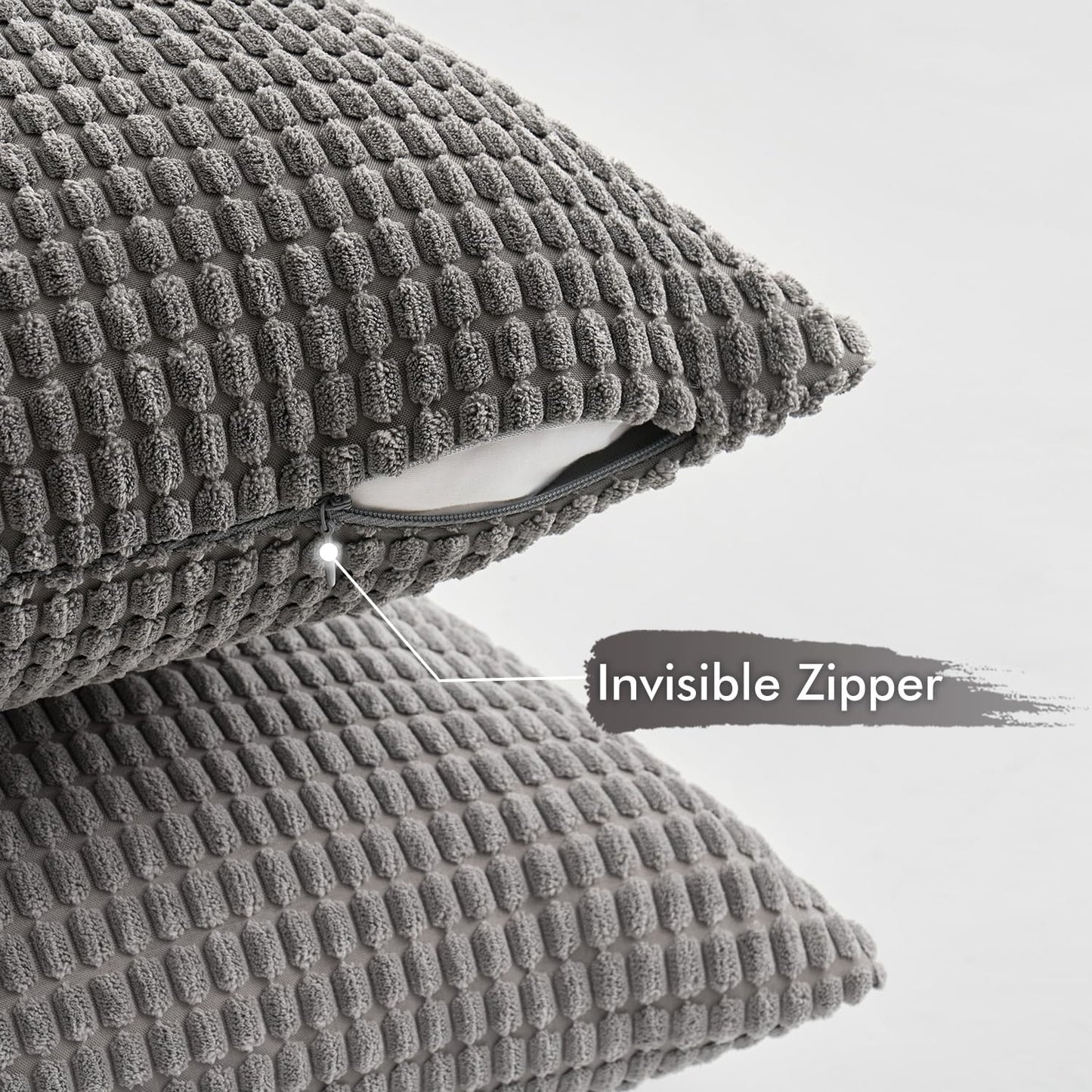 MIULEE Timeless Neutral Pillow Covers 20x20 Inch Set of 4 Mid Century Modern Grey Throw Pillows Rustic Corduroy Couch Pillowcases Nordic Home Decor for Sofa Living Room Bed