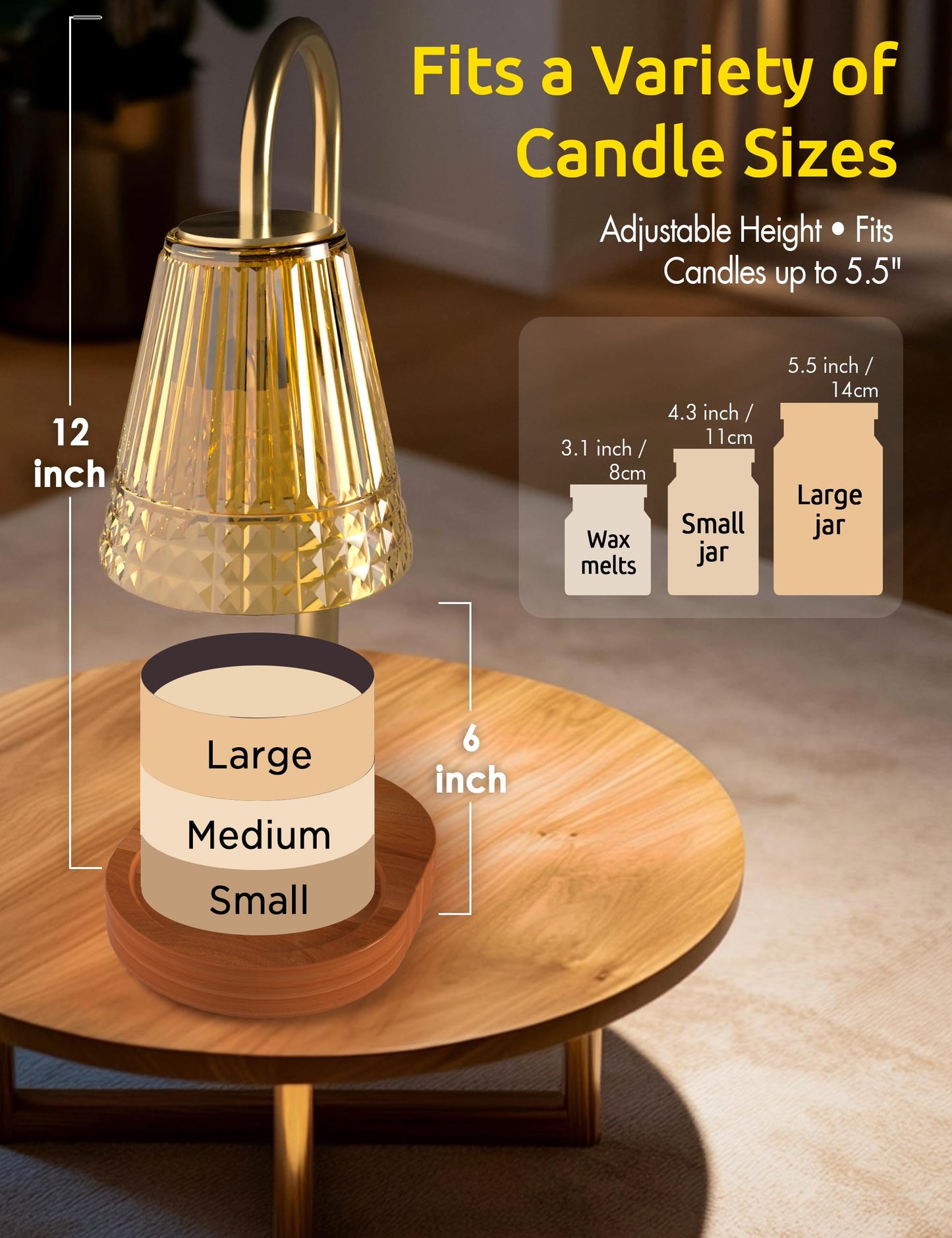 Candle Warmer Lamp with Timer Dimmer, Adjustable Wax Warmer for Jar Candles