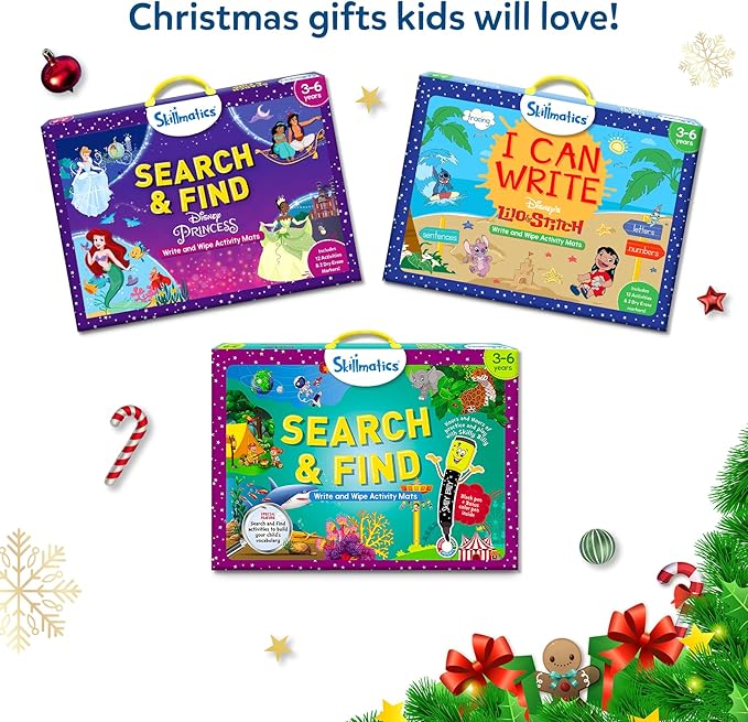 Skillmatics I Can Write Disney Princess - Reusable Preschool Learning Activities, Educational, Christmas Toy and Game, Back to School Supplies, Gifts for Students, Kids, Toddlers Ages 3, 4, 5, 6