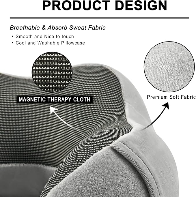 Travel Pillow for Airplane-3 Pack Memory Foam Neck Pillows, Soft Support Travel Essentials for Travelling, Sleeping Rest, Car, Train and Home Use(Grey&Black&Blue)