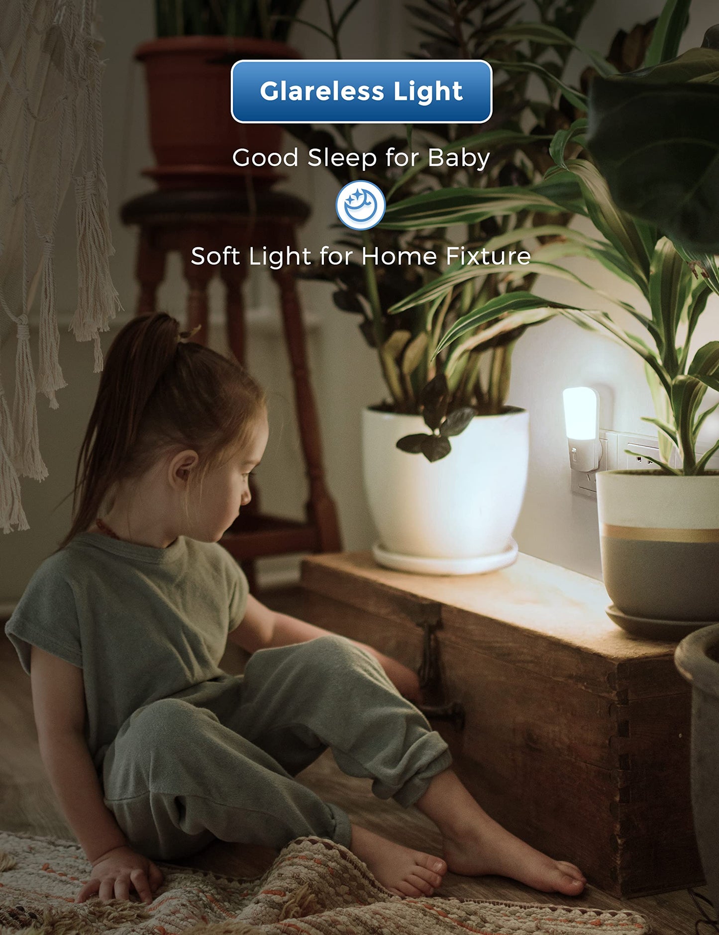L LOHAS LED Dimmable Night Light[4 Pack], Plug in Night Light with Dusk to Dawn Sensor, Daylight 5000k from 0-80 LM Brightness Adjustable, Bright Mini Wall Night Light for Kids Room, Stairway