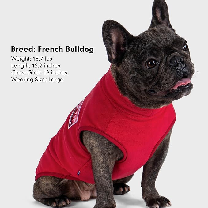 cyeollo Fleece Dog Sweater, Pullover Dog Fleece Jacket Turtleneck Sweatshirt Stretchy Doggie Vest Lightweight Warm Winter Christmas Clothes for Small Dogs Boy Girl, Red L