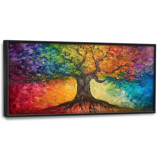 Colorful Tree Large Wall Art for Living Room Framed, Tree of Life Wall Decor Pictures, Canvas Print Painting, Aesthetic Artwork Bedroom Office Home Decor 60"x30"
