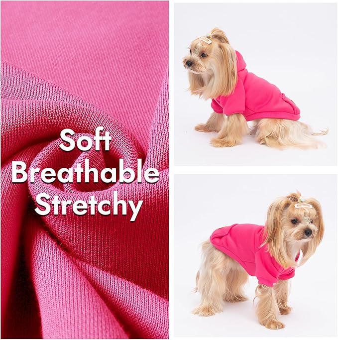 2 Pack Dog Hoodie Warm Hood Dog Sweater Cold Weather Small Dogs Sweatshirt Comfort Pet Clothes for Small Medium Dogs with Pockets Cats Chihuahua Clothes for Male Female Girl Boy Sporty Daily Wear