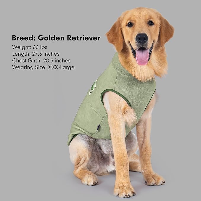 cyeollo Fleece Dog Sweater, Soft Stretchy Fleece Dog Jacket Pullover Turtleneck Dogs Vest Lightweight Coat Warm Winter Pet Clothes, Green XXL