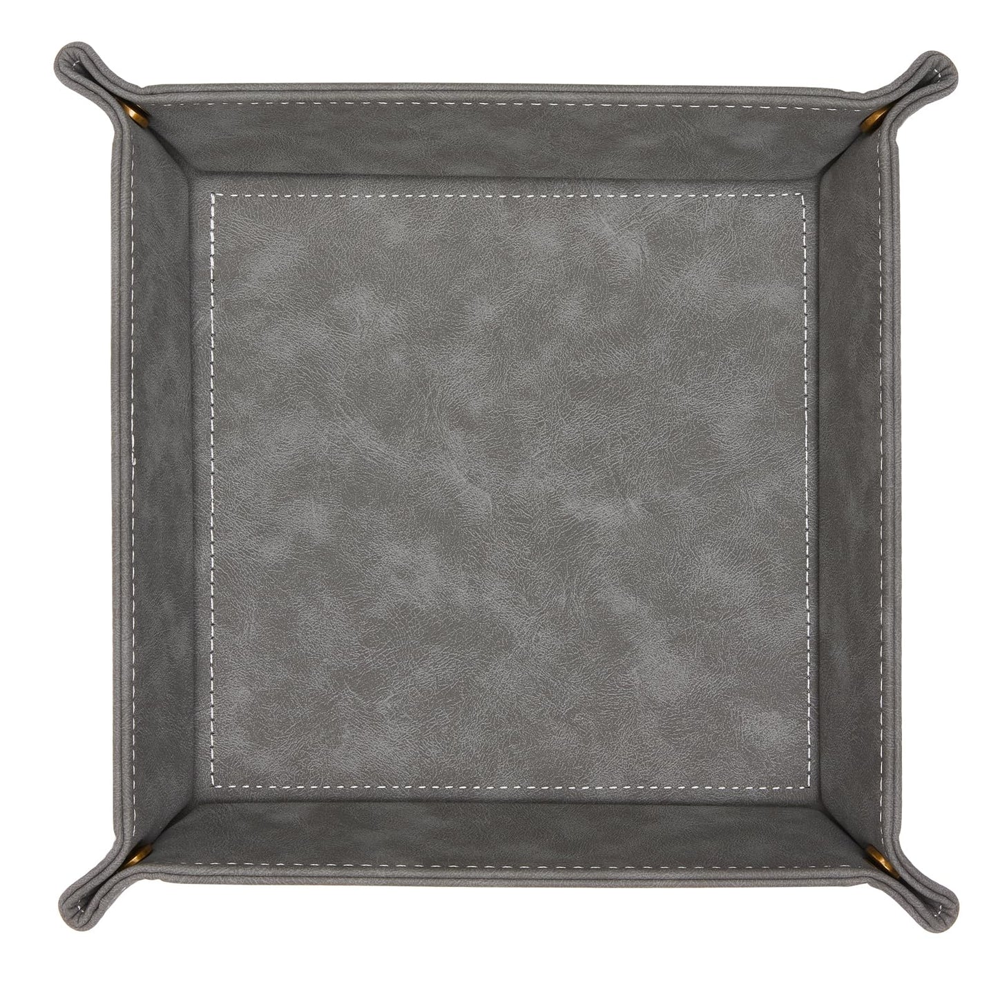 CoBak Leather Valet Tray, Premium PU Leather Catch-All Tray for Entryway Table Key, Phone, Wallet, Coins & Jewelry, Bedside Nightstand Desk-top Catchall (Gray)
