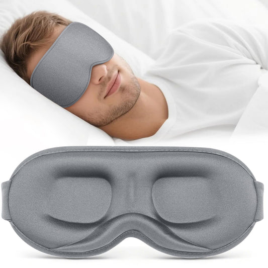 Vynix Sleep Mask for Men Women - 100% Blackout Cooling Eye Masks for Sleep - 3D Sleeping Mask for Side Sleepers - Zero Pressure Lash Extensions Eye Cover Shade for Airplane Travel Essentials, Grey