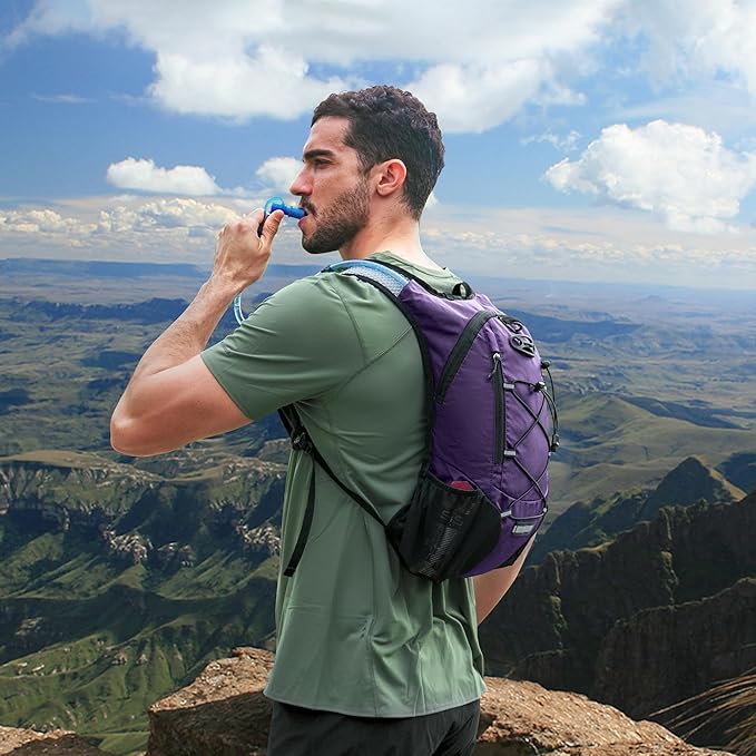 Lightweight Hydration Backpack, Running Backpack with 2L Water Bladder, Hydro Water Daypack for Cycling Hiking Rave for Men Women