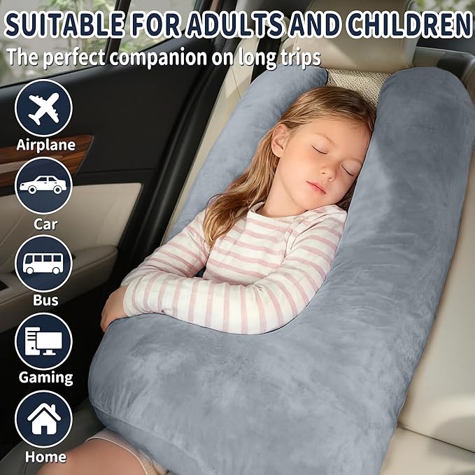 Car Pillow for Kids, Car Pillow, Travel Pillow Cushion for Car and Adults, Support Head and Neck on Road Trips, Green