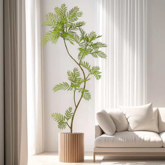 Bailikang 6.6FT Artificial Tree Fake Jacaranda Tree,Faux Tall Tree Lifelike Green Leaves Large Plants Indoor Fake Trees for Home Decor