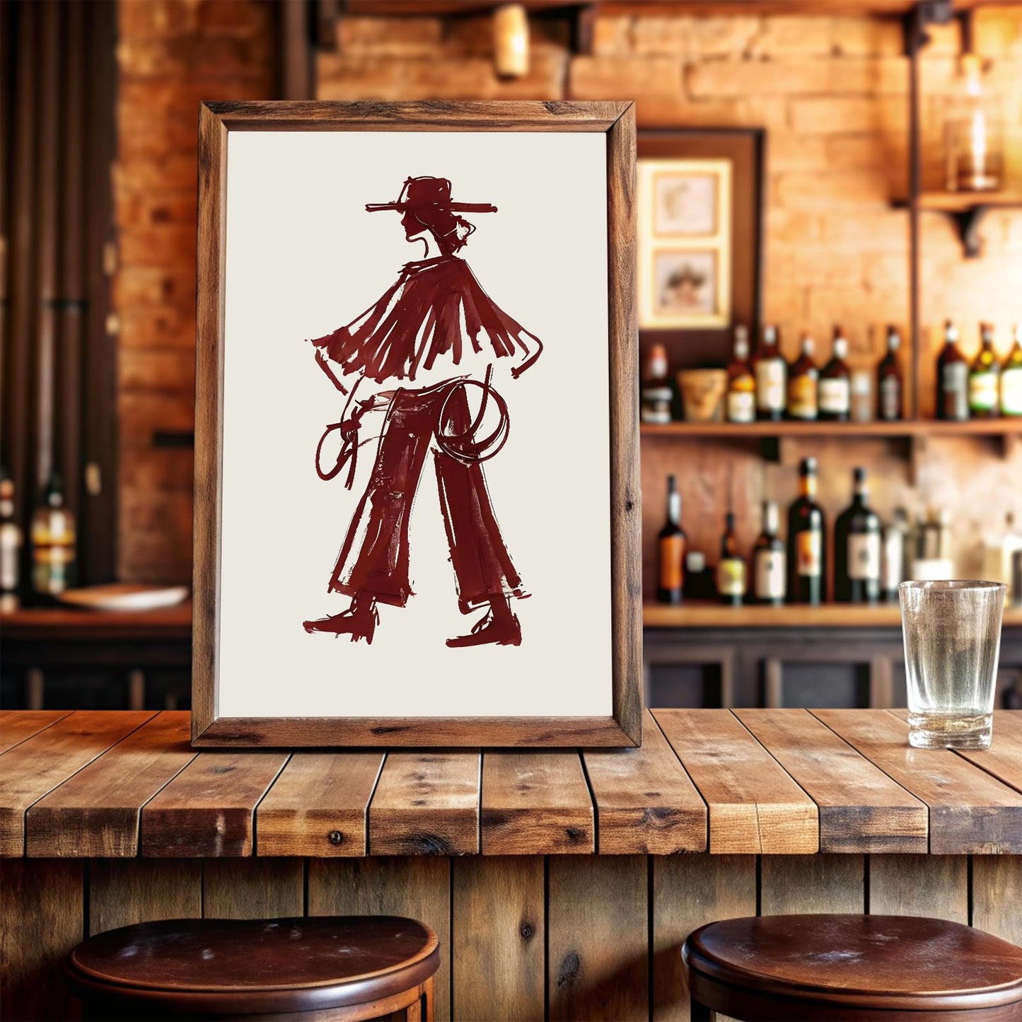 Modern Cowgirl Wall Art Trendy Eclectic Red Wine Cowgirl Poster Neutral Western Cowboys Wall Decor Cowboy Inspired Canvas Art Prints for Home Living Room Bedroom Dorm Office Decoration, Unframed