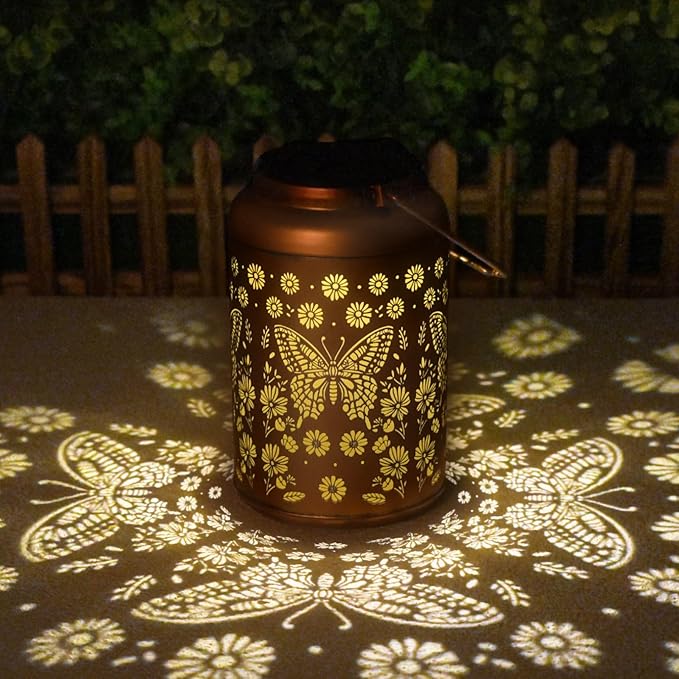 Birthday Day Gifts for Women Men Mom 2 Pack Butterfly Solar Lanterns Outdoor Waterproof - Butterflies Solar Lights Garden Decor, Outdoor Decor for Patio, Yard