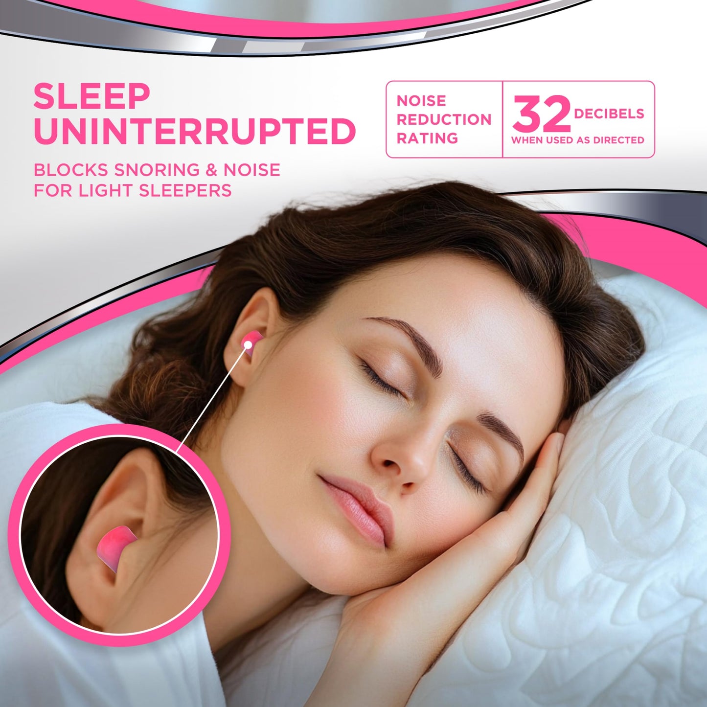 HEAROS Sleep Pretty in Pink, 56 Pair, NRR 32, PU Foam, Petite Sized, Pink (5600)