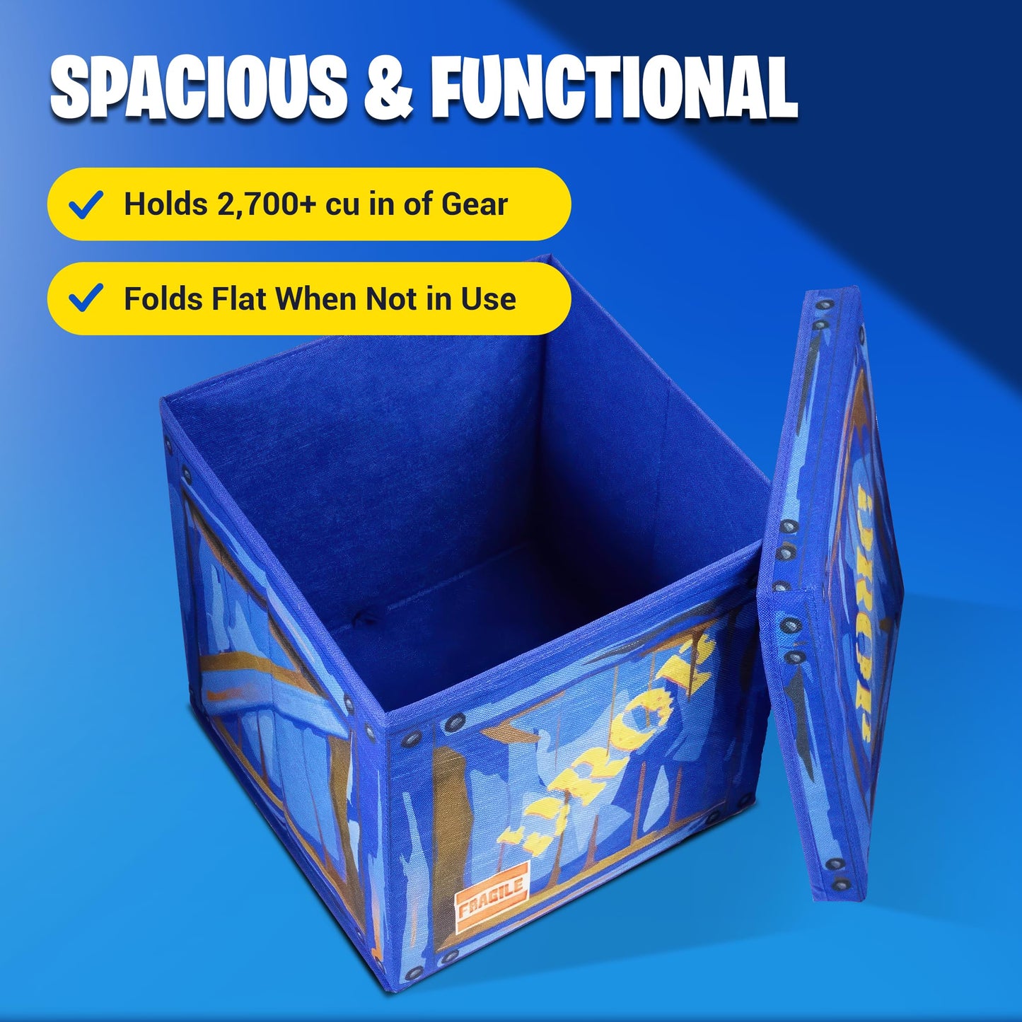 CampLiner Loot Drop box storage box fabric construction great for parties and long term storage of gaming gear.