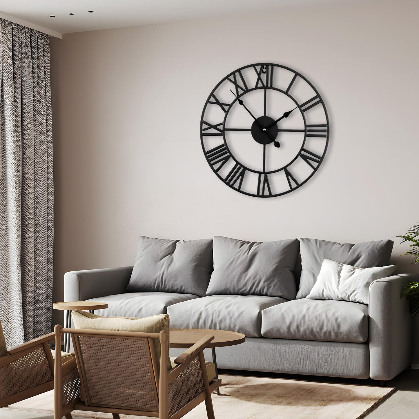 Blorple 16inch/40cm Wall Clocks Battery Operated,Wall Clocks for Living Room Decor, Bedroom,Office,Bathroom,Silent,Large Wall Clock for Home and Kitchen,Farmhouse (Iron Roman Numerals, 16 inches)