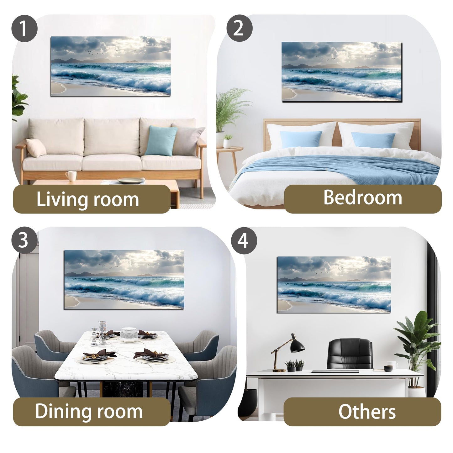 Tarfupth Large Ocean Wall Art for Living Room 20"x40" Blue Coastal Beach Canvas Prints Modern Seascape Wave Artwork for Bedroom Bathroom Office Home Decor Ready to Hang