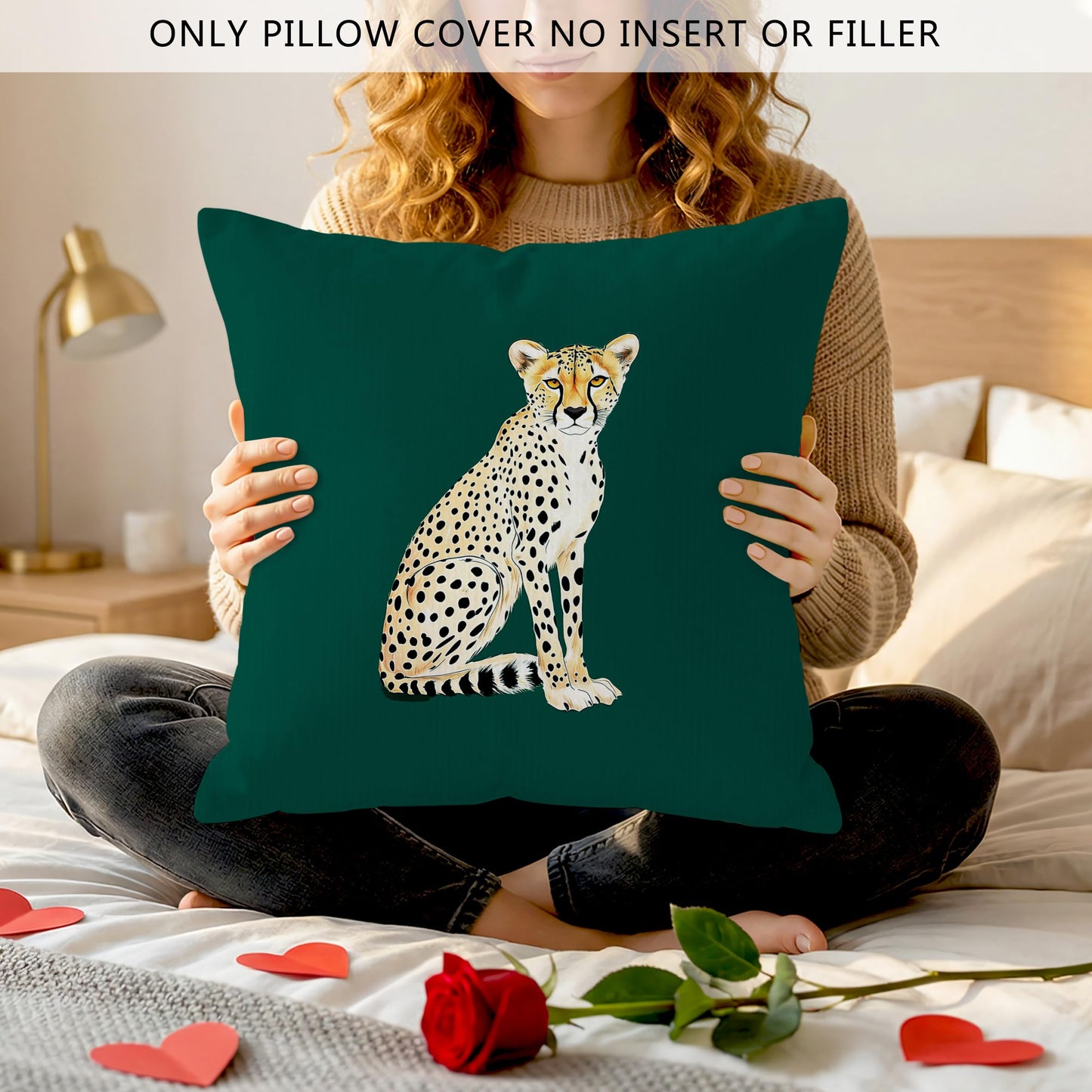 SYLLHRZGB Preppy Cheetah Leopard Throw Pillow Covers 18x18 Set of 2, Dark Hunter Emerald Green Funky Decor Decorative Pillow Cover Cases, Trendy Decor Cushion Cover Pillowcases for Couch Living Room