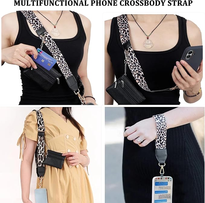 Crossbody Body Phone Holder for Women, New Phone Strap with Zippered Pouch, Adjustable Crossbody Strap (Coffee)
