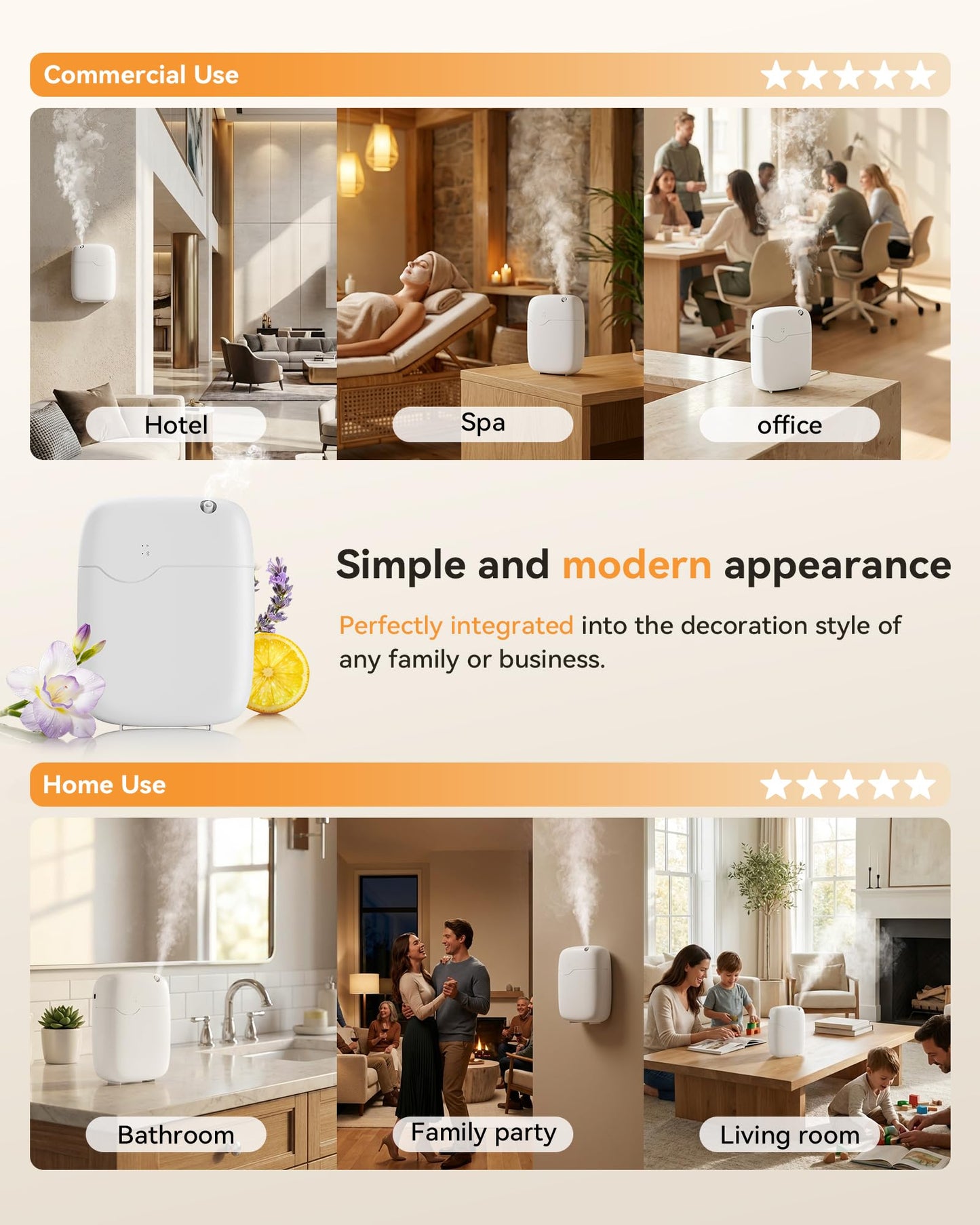 SEEDEAR Waterless Essential Oil Diffuser with Bluetooth App Control, Smart Scent Air Machine Covers Up to 3000 Sq Ft for Home, Hotel & Spa, Quiet Aromatherapy Diffuser with Timer & Mode (White)