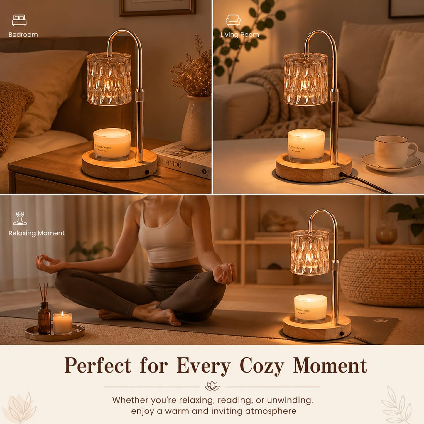 Candle Warmer Lamp with Timer Dimmable Adjustable Height Candle Lamp Warmer with 2 Bulbs Fits All Jar Scented Candles Birthday Gifts for Women House Warming for New Home Decor