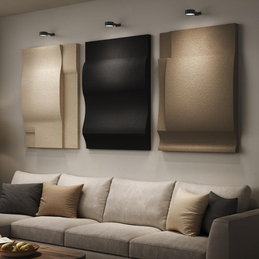 Large 3D Textured Wall Art Deocr for Living Room, 3 Piece Modern Neutral Abstract Minimalist Artwork for Walls, Geometric Black and Beige Wall Decor for Hallway, Dining Room, Staircase and Office, 24x36 In
