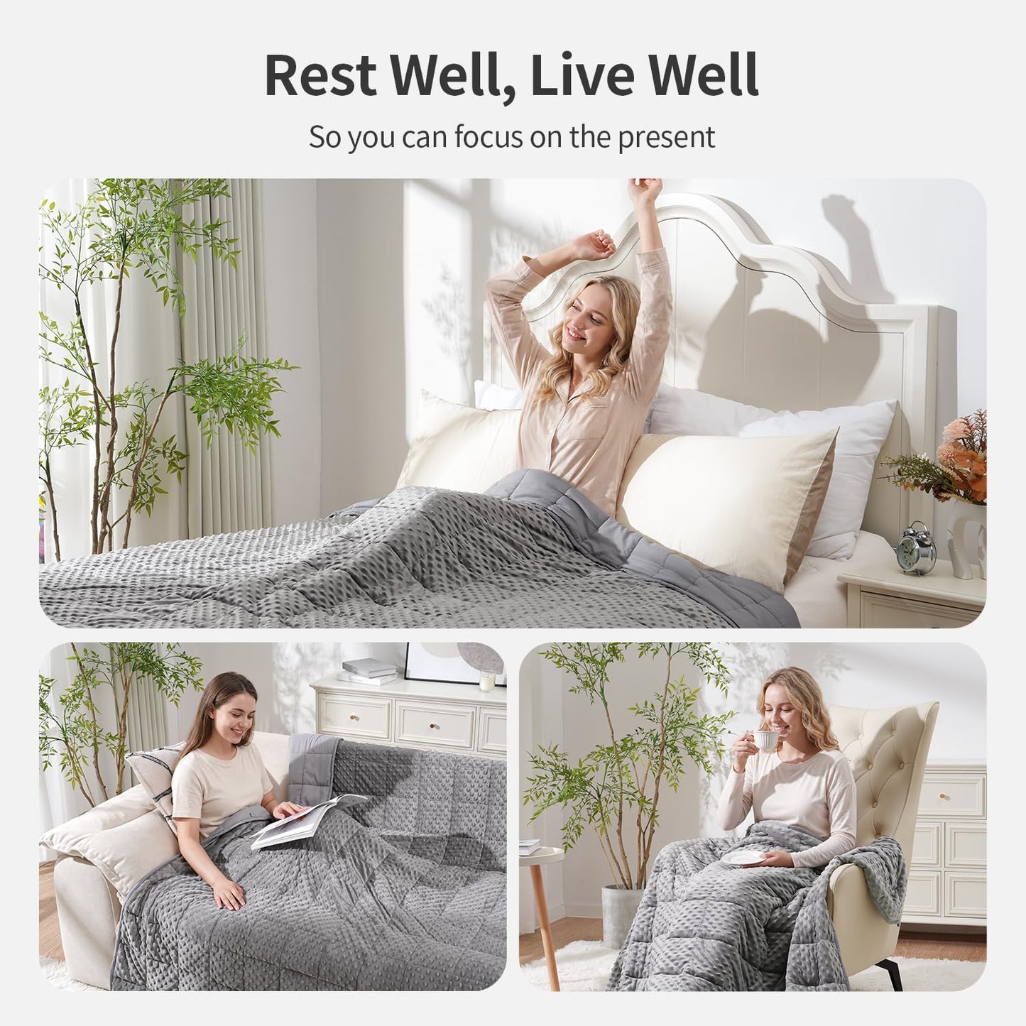 Uttermara Weighted Blanket for Adults 20lbs Queen Size, Cooling Soft Minky Heavy Blanket for Sleeping and Calming, Cozy Washable Bed Blanket for All Season, 60 x 80 Inches, Grey