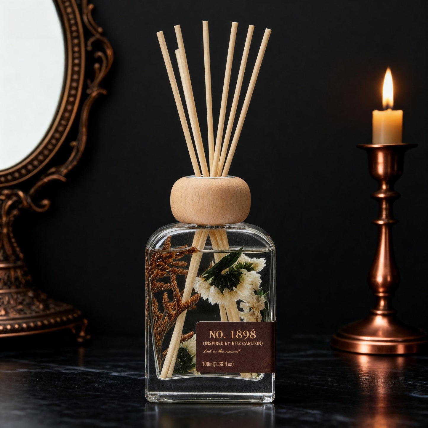 Luxury Hotel Scent Reed Diffuser 100ml (3.38oz) | No.1898 Hotel Collection Diffuser Oil Inspired by Ritz Carlton | Home, Bathroom & Office Decor | Long-Lasting Room Freshener Gift Set
