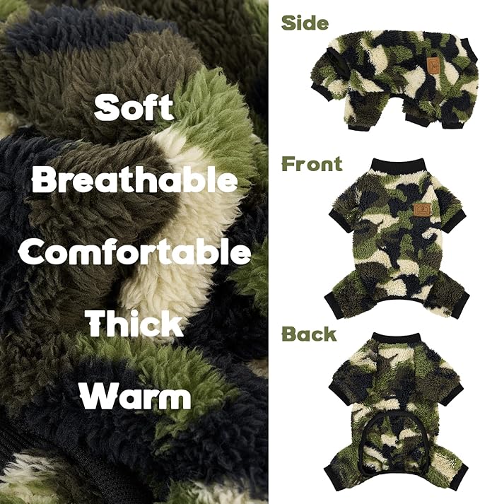 XPUDAC Dog Sweater, Dog Winter Clothes for Small Medium Dogs Girl Boy Fleece Doggy Pajamas for Winter Christmas, Camouflage, XX-Large