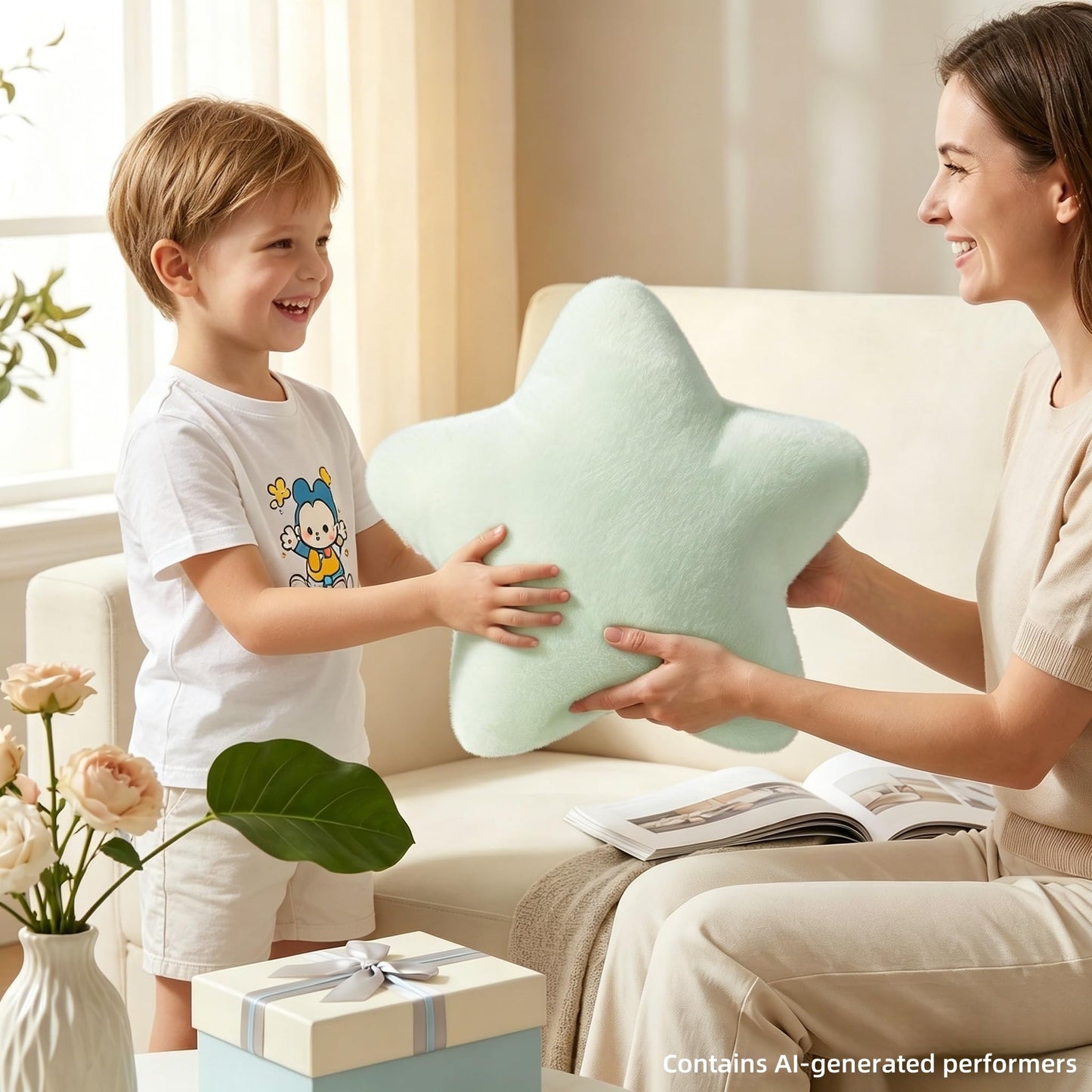 Nmkopzy 15.4 Inch Star Shaped Pillow Cute Green Decorative Throw Pillows for Couch Bed Sofa, Aesthetic Soft Floor Cushions for Living Room Bedroom Decor (Light Green, 15.4" x 15.4")
