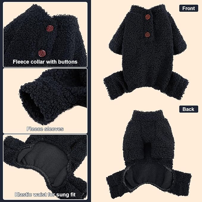 Dog Sweaters for Small Dogs Winter Dog Pajamas Sized Dogs Boy Girl Fleece Pet Clothes Puppy Outfit 4 Legs Jumpsuits for Chihuahua Yorkie Cat Apparel, Blue, M