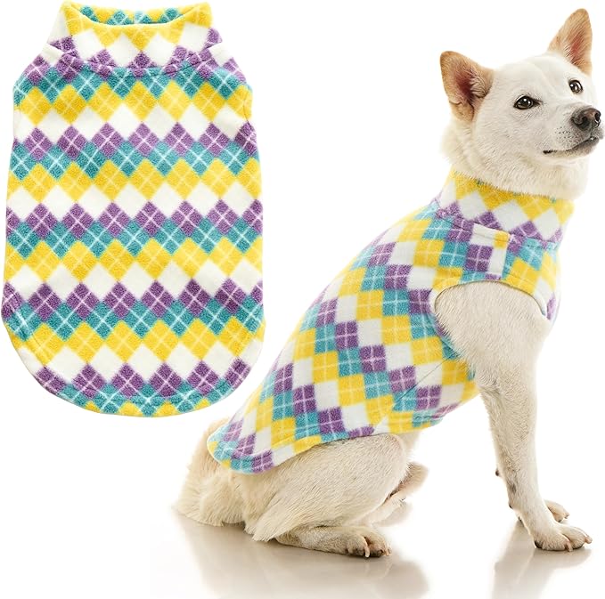 Gooby - Stretch Fleece Vest, Pullover Fleece Vest Jacket Sweater for Dogs, Argyle Blue, 6X-Large