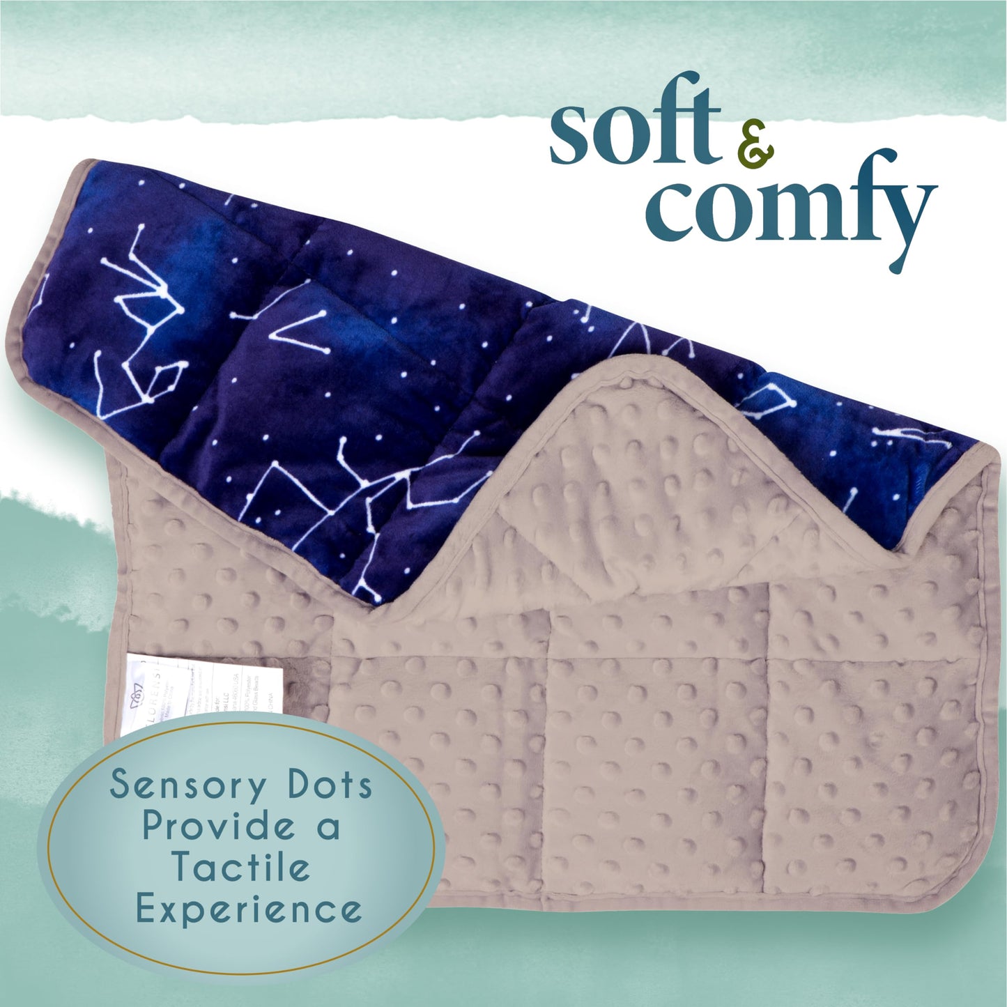 Florensi Weighted Lap Pad – 5 lb, 20 x 23 in, Blue Constellations – Portable Weighted Comfort Blanket – Soft Sensory Lap Throw – Machine Washable Travel & Home Relaxation Blanket