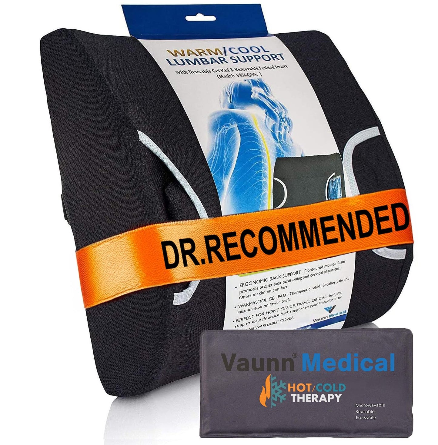 Vaunn Medical Seat Cushion, Lumbar Back Support Pillow for Office Chair with Removable Firm Insert