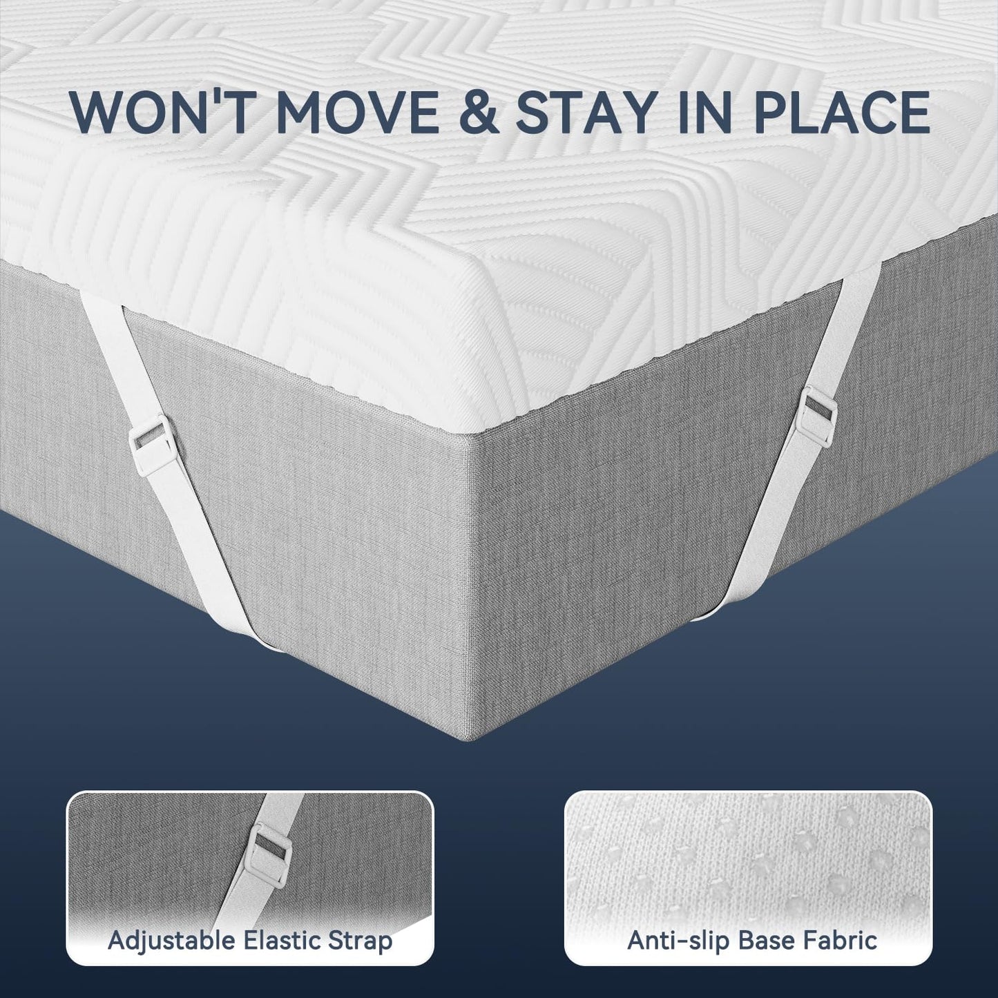 ELEMUSE 4 Inch Gel Memory Foam Mattress Topper Queen Size Pressure-Relieving Mattress Topper for Back Pain,Non-Slip Design with Removable & Washable Cover, CertiPUR-US