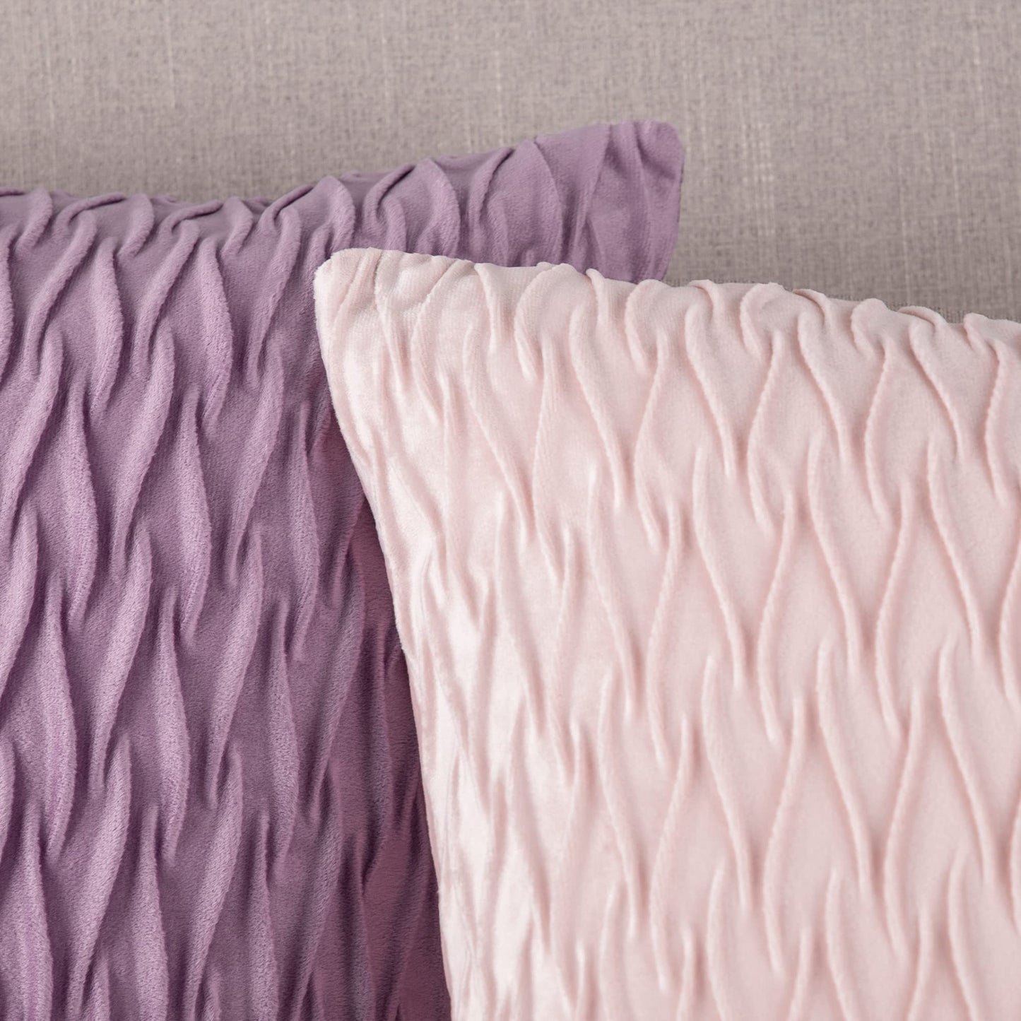 MADIZZ Set of 2 Super Soft Velvet Decorative Throw Pillow Covers 18x18 inch Violet Square with Texture Luxury Style Cushion Case Pillow Shell for Sofa Bedroom