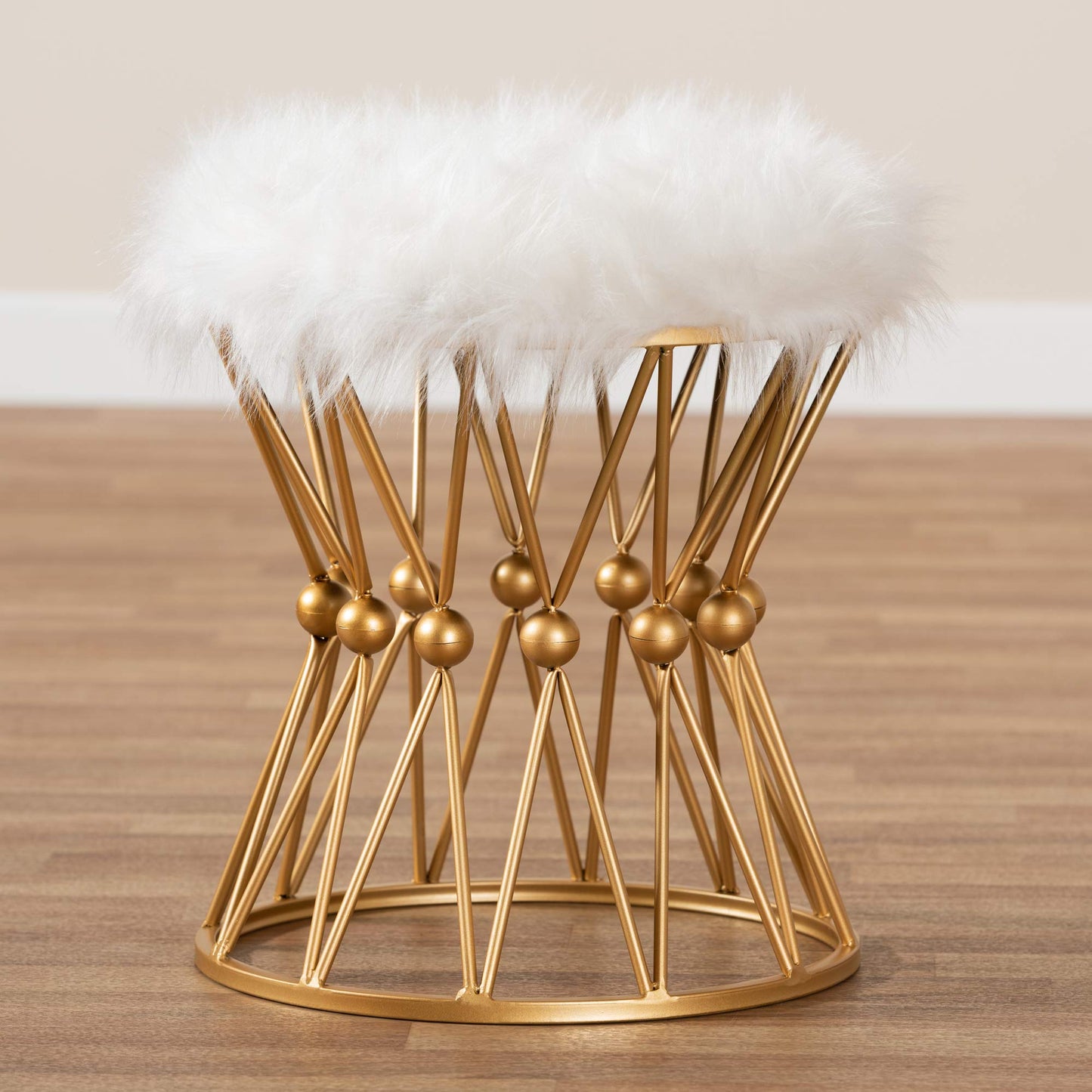 Baxton Studio Ottomans, White/Gold