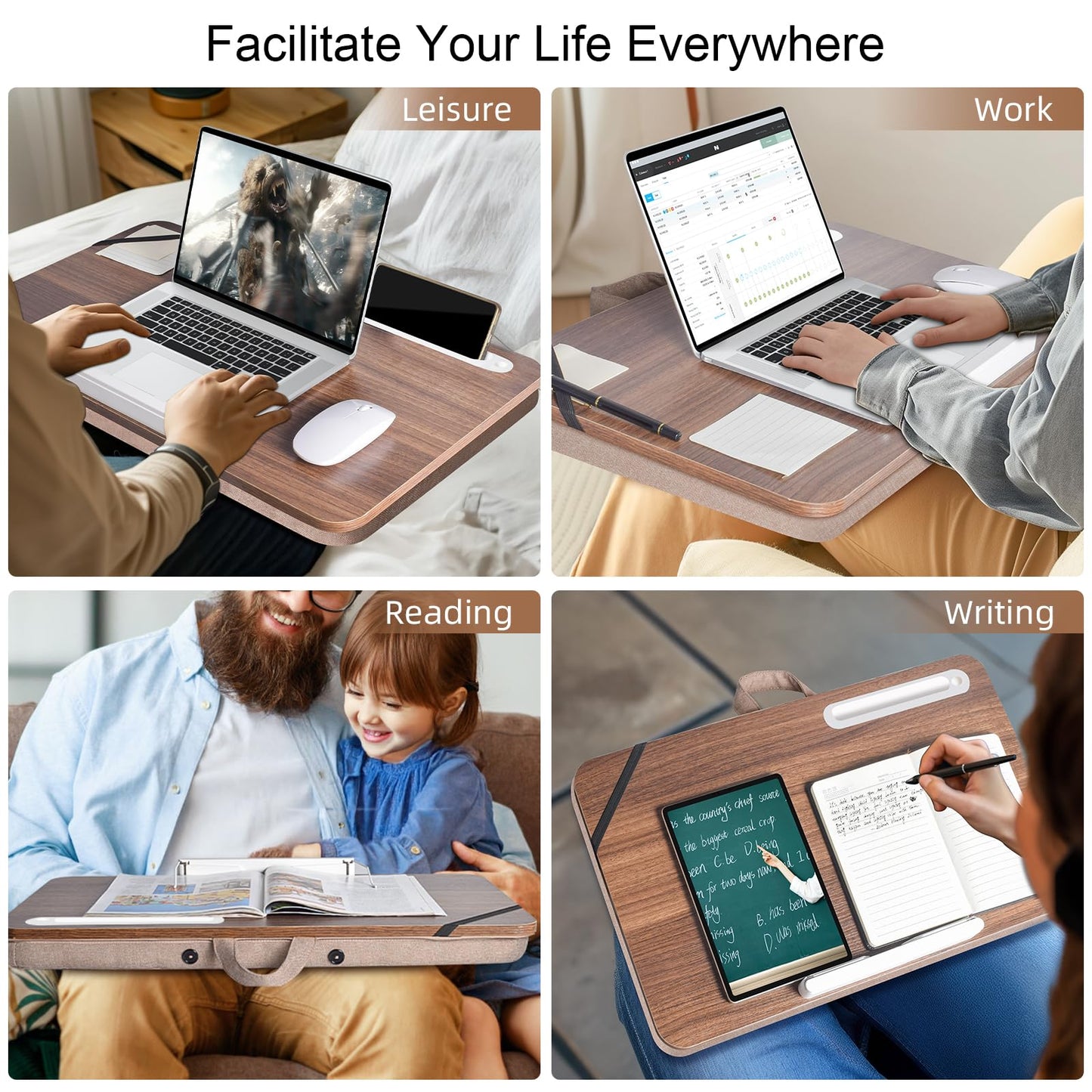 wishacc Lap Desk 24 inches Extra Large - Versatile and Comfortable for Work and Leisure