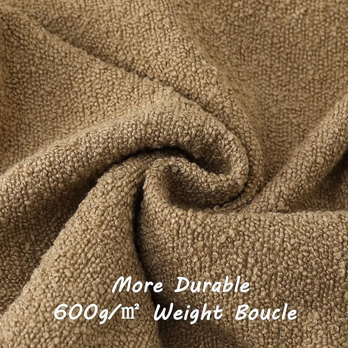 FUTEI Pack of 2 Khaki Decorative Throw Pillow Covers 12x20 Inch Soft Cozy Solid Boucle Textured Lumbar Pillow Cases,Modern Home Decor for Couch Bed Living Room