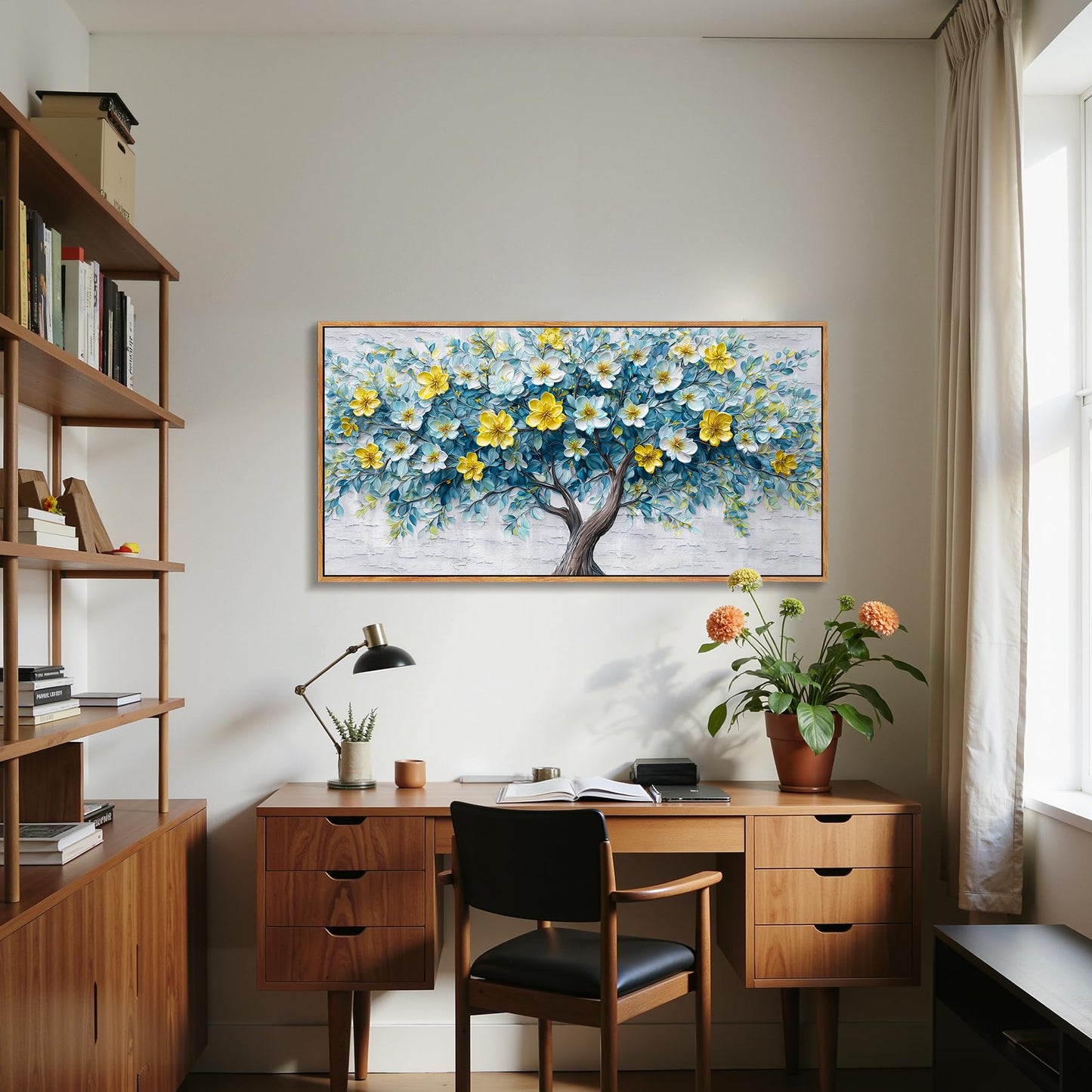 imjiayu Tree of Life Wall Art, Large Framed Wall Art, Floral Wall Decor, Nature Flower Tree Prints, Modern Abstract Art Picture, Nordic Paintings for Living Room Bedroom Kitchen Home Office 20"x40"