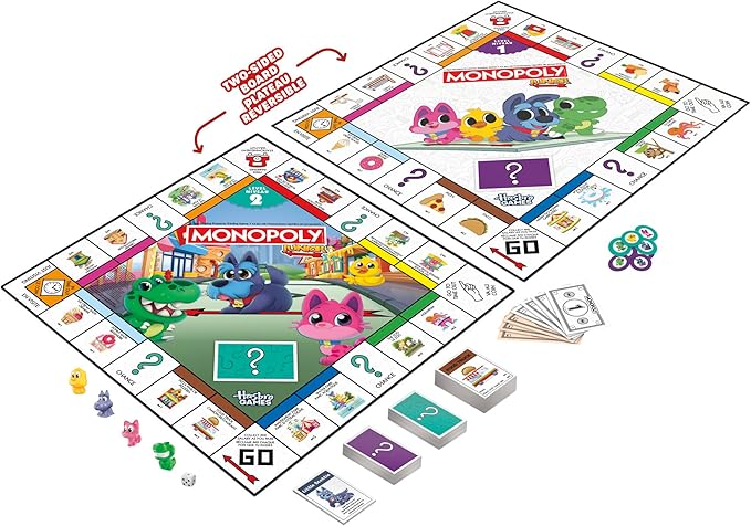 Monopoly Junior Board Game (2026 Edition) | 2 Games in 1 for Younger Kids, 2-Sided Board | Ages 4+ | 2-4 Players | 20 Mins. | Gifts for Preschoolers