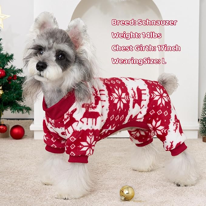 XPUDAC Christmas Dog Sweater Fleece Dog Pajamas for Small Medium Dogs Girl Boy Winter Puppy Clothes Holiday Puppy Onesie Cat Pjs Jammies, XL